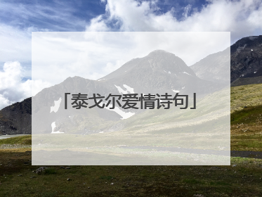 泰戈尔爱情诗句