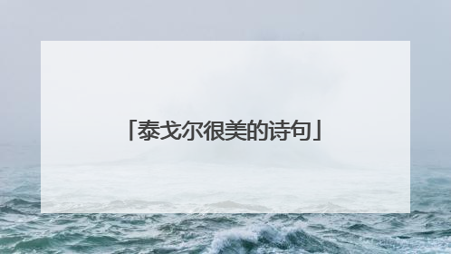 泰戈尔很美的诗句