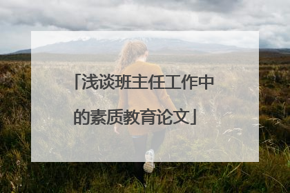 浅谈班主任工作中的素质教育论文