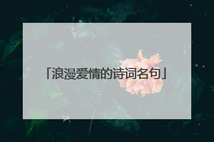浪漫爱情的诗词名句