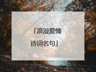 浪漫爱情诗词名句