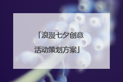 浪漫七夕创意活动策划方案