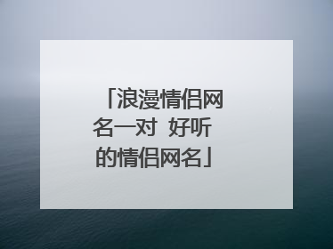 浪漫情侣网名一对 好听的情侣网名