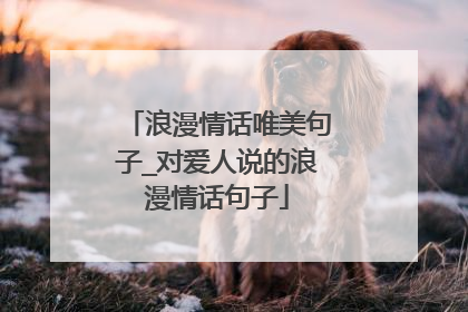 浪漫情话唯美句子_对爱人说的浪漫情话句子