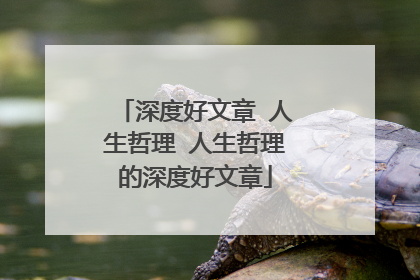 深度好文章 人生哲理 人生哲理的深度好文章