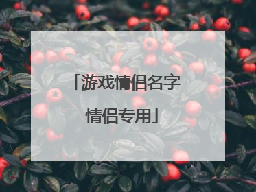 游戏情侣名字 情侣专用