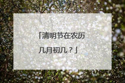 清明节在农历几月初几？