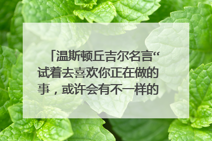 温斯顿丘吉尔名言“试着去喜欢你正在做的事，或许会有不一样的感受”的英文翻译