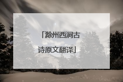 滁州西涧古诗原文翻译