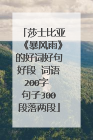 莎士比亚《暴风雨》的好词好句好段 词语200字 句子300段落两段