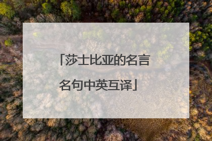 莎士比亚的名言名句中英互译