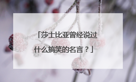 莎士比亚曾经说过什么搞笑的名言？