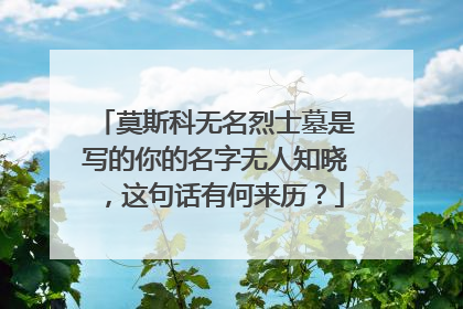 莫斯科无名烈士墓是写的你的名字无人知晓,这句话有何来历?
