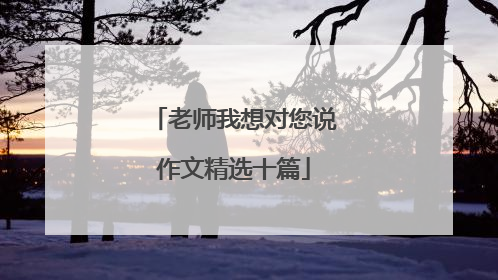老师我想对您说作文精选十篇
