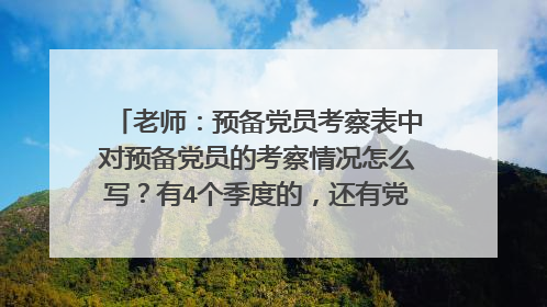 老师：预备党员考察表中对预备党员的考察情况怎么写？有4个季度的，还有党支部意见怎么写？