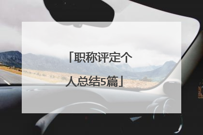 职称评定个人总结5篇