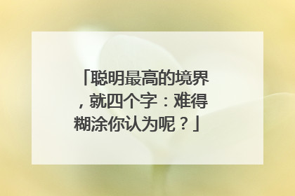 聪明最高的境界，就四个字：难得糊涂你认为呢？