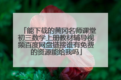 能下载的黄冈名师课堂初三数学上册教材辅导视频百度网盘链接谁有免费的资源能给我吗