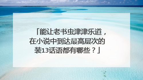 能让老书虫津津乐道，在小说中到达最高层次的装13话语都有哪些？