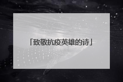 致敬抗疫英雄的诗