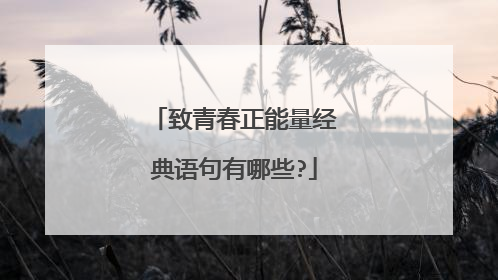 致青春正能量经典语句有哪些?