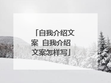 自我介绍文案 自我介绍文案怎样写