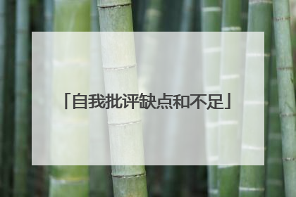 自我批评缺点和不足