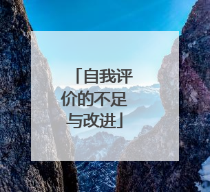 自我评价的不足与改进