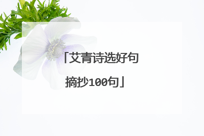 艾青诗选好句摘抄100句