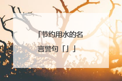 节约用水的名言警句「」