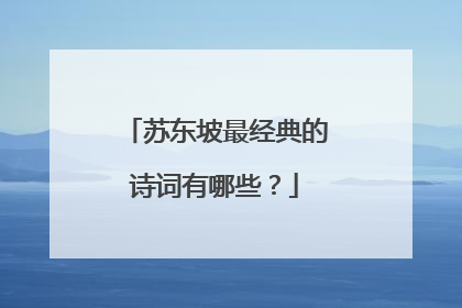 苏东坡最经典的诗词有哪些?