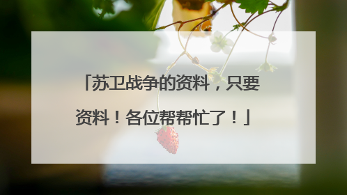 苏卫战争的资料,只要资料!各位帮帮忙了!