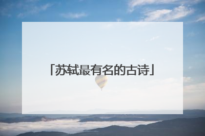 苏轼最有名的古诗