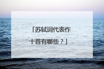 苏轼词代表作十首有哪些？