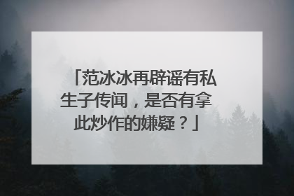 范冰冰再辟谣有私生子传闻，是否有拿此炒作的嫌疑？