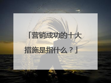 营销成功的十大措施是指什么？
