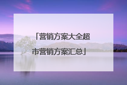 营销方案大全超市营销方案汇总