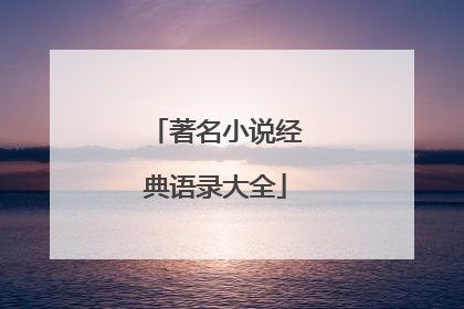 著名小说经典语录大全