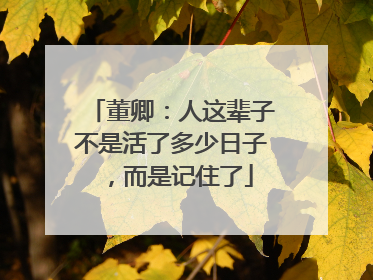 董卿：人这辈子不是活了多少日子，而是记住了