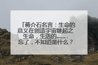 蒋介石名言：生命的意义在创造宇宙继起之生命，生活的……….忘了，不知道是什么？有人知道吗？