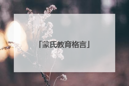 蒙氏教育格言