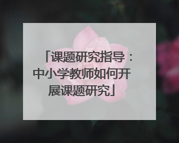课题研究指导：中小学教师如何开展课题研究