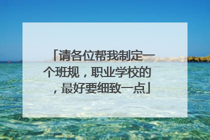 请各位帮我制定一个班规，职业学校的，最好要细致一点