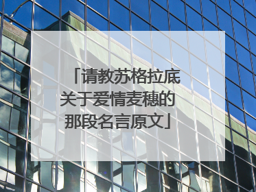 请教苏格拉底关于爱情麦穗的那段名言原文