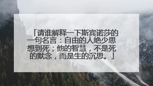 请谁解释一下斯宾诺莎的一句名言：自由的人绝少思想到死；他的智慧，不是死的默念，而是生的沉思。