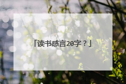 读书感言20字？