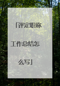 评定职称工作总结怎么写