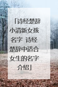 诗经楚辞小清新女孩名字 诗经楚辞中适合女生的名字介绍