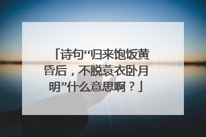 诗句“归来饱饭黄昏后，不脱蓑衣卧月明”什么意思啊？