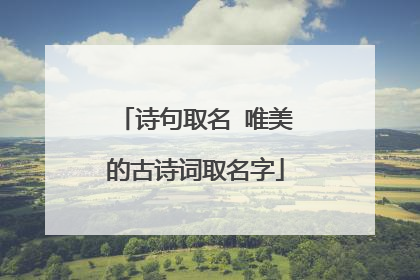 诗句取名 唯美的古诗词取名字